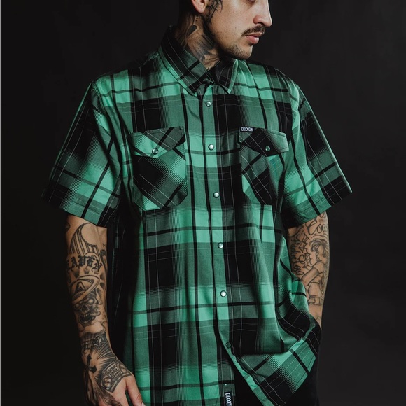 DIXXON Other - DIXXON Black and Green Plaid Men's Shirt
